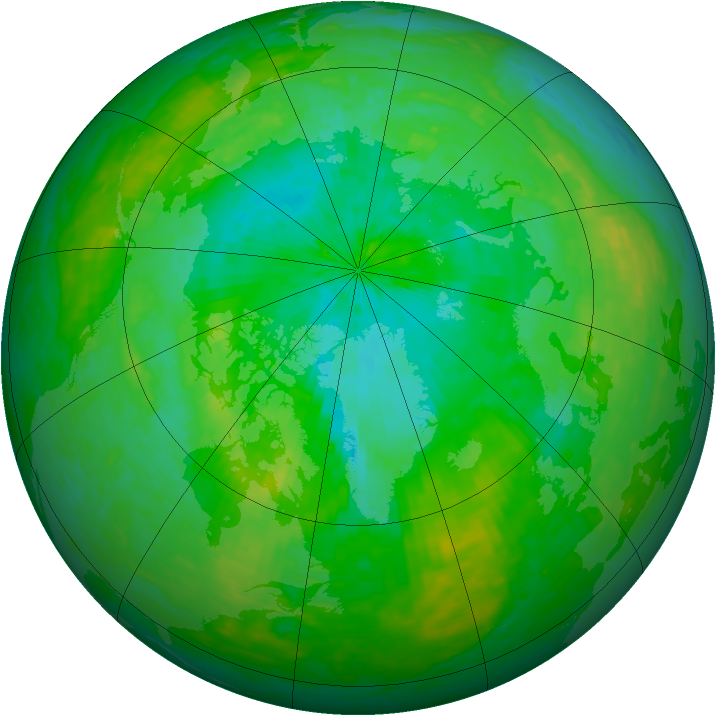 Arctic ozone map for 01 August 1990